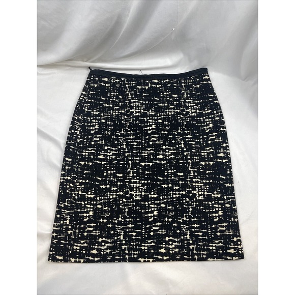 Max Mara Black Printed Wool Blend Pencil Skirt Size 8 - Picture 1 of 7